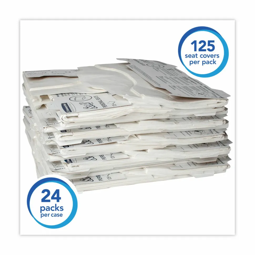 Scott Toilet Seat Covers, 15" x 17", White, Total Qty 3,000