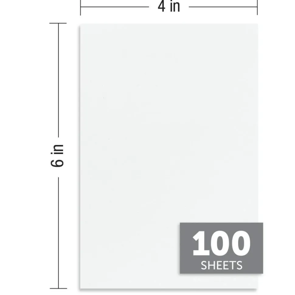 Scratch Pads, 4" x 6", Unruled, Glued Tops, 100 Sheets, Pack Of 12