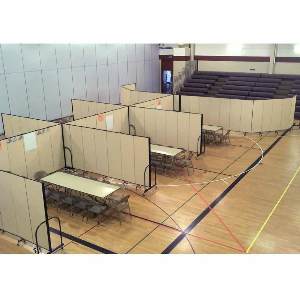 Screenflex Portable Room Partition Divider, 72"H x 245"W, Gray