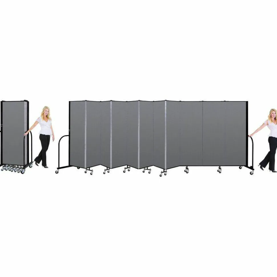 Screenflex Portable Room Partition Divider, 72"H x 245"W, Gray