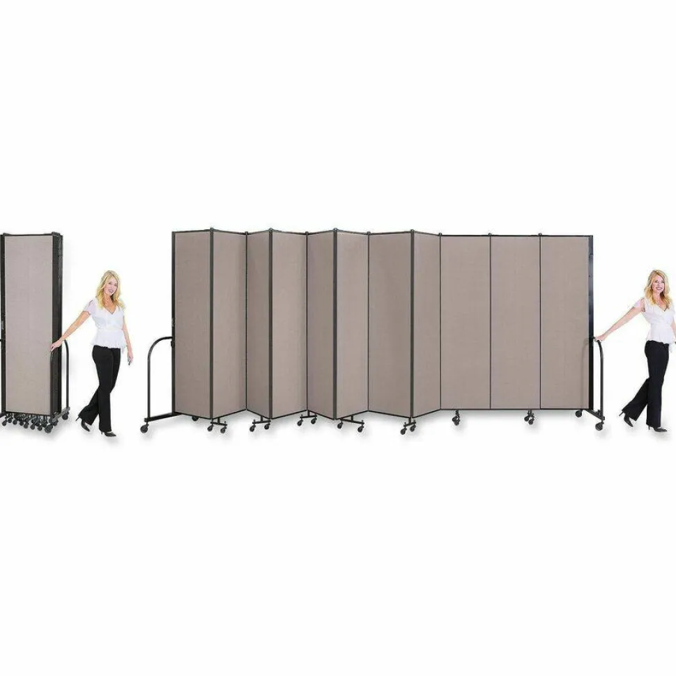 Screenflex Portable Room Partition Divider, 72"H x 245"W, Gray