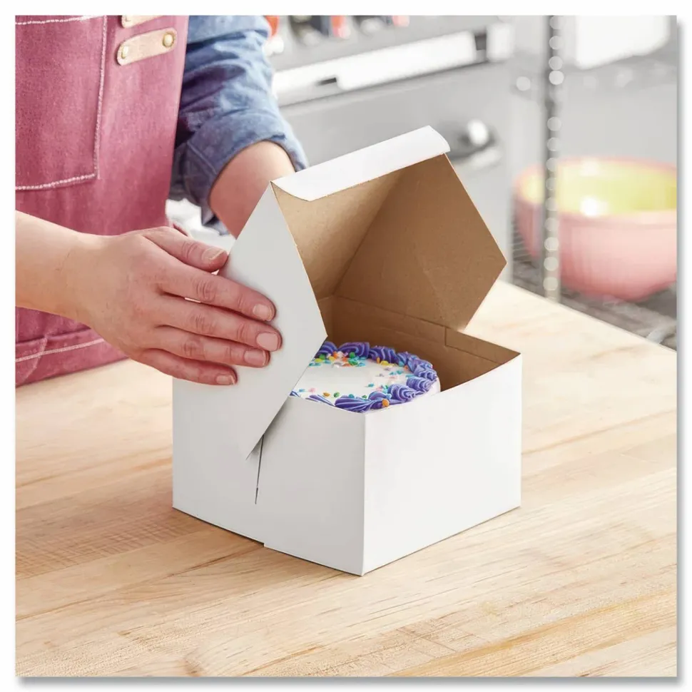 SCT White One-Piece Non-Window Bakery Boxes, 6 x 6 x 4, White, Paper, 250/Bundle