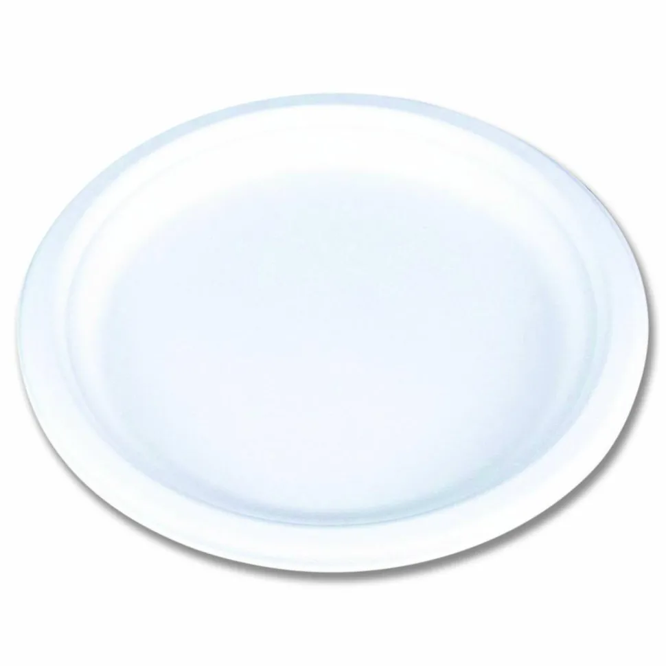 SCT ChampWare Molded Fiber Tableware, Molded Fiber Plate, 10" dia, White, 125 Plates/Sleeve, 4 Sleeves/Carton