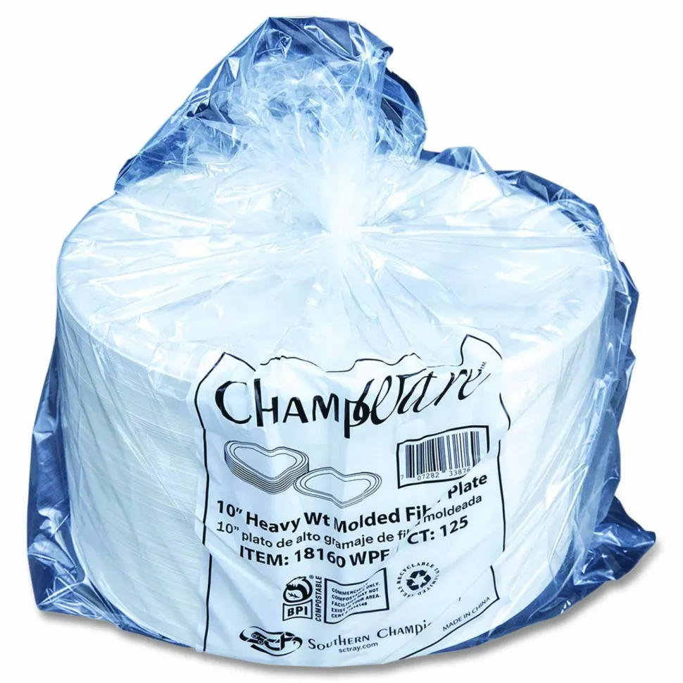 SCT ChampWare Molded Fiber Tableware, Molded Fiber Plate, 10" dia, White, 125 Plates/Sleeve, 4 Sleeves/Carton