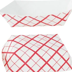 SCT Paper Food Baskets, 3 lb Capacity, 7.2 x 4.95 x 1.94, Red/White, Paper, 500/Carton
