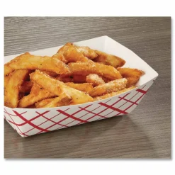 SCT Paper Food Baskets, 3 lb Capacity, 7.2 x 4.95 x 1.94, Red/White, Paper, 500/Carton