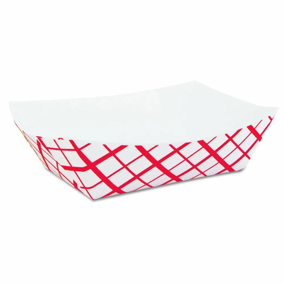 SCT Paper Food Baskets, 2 lb Capacity, Red/White, Paper, 1,000/Carton