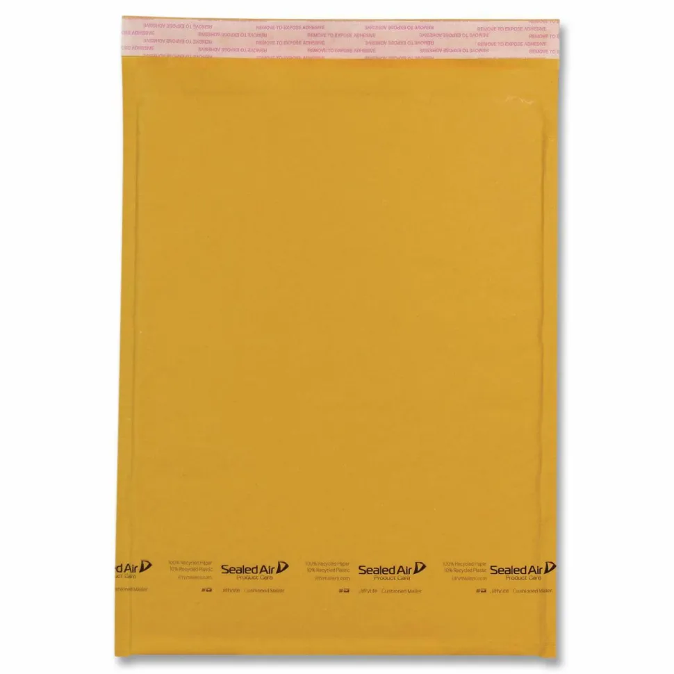 Sealed Air Jiffylite Bubble Cushioned Mailers - Padded - #5 - 10 1/2" Width x 16" Length - Peel & Seal - Gold - Kraft - 80 / Carton
