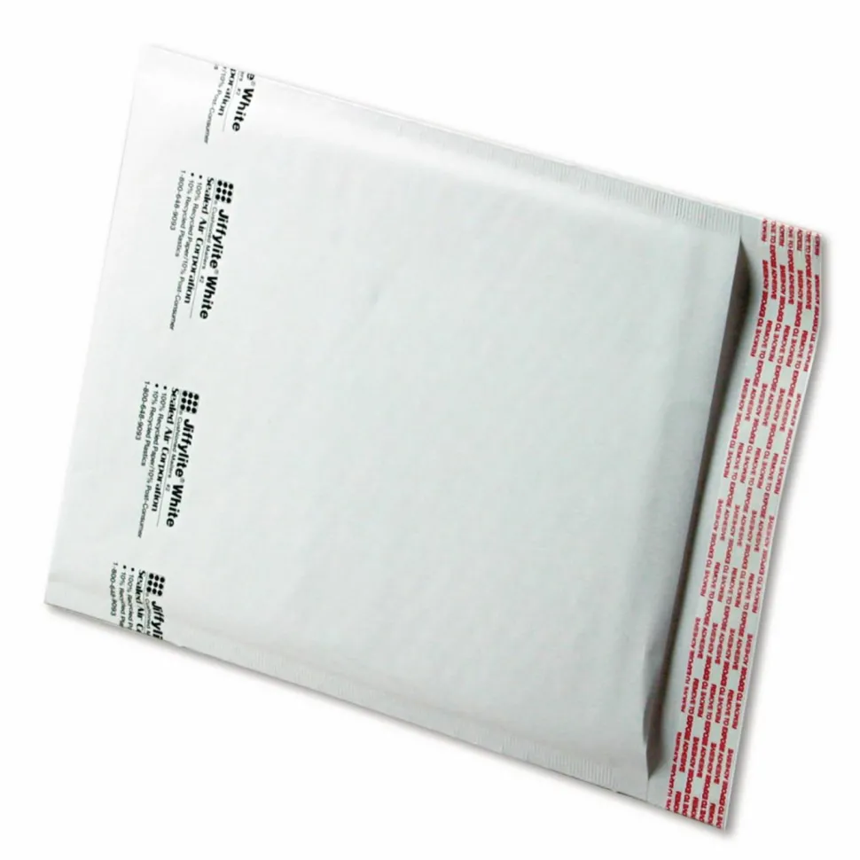 Sealed Air Jiffylite Self-Seal Bubble Mailer, #2, Barrier Bubble Air Cell Cushion, Self-Adhesive Closure, 8.5 x 12, White, 100/Carton
