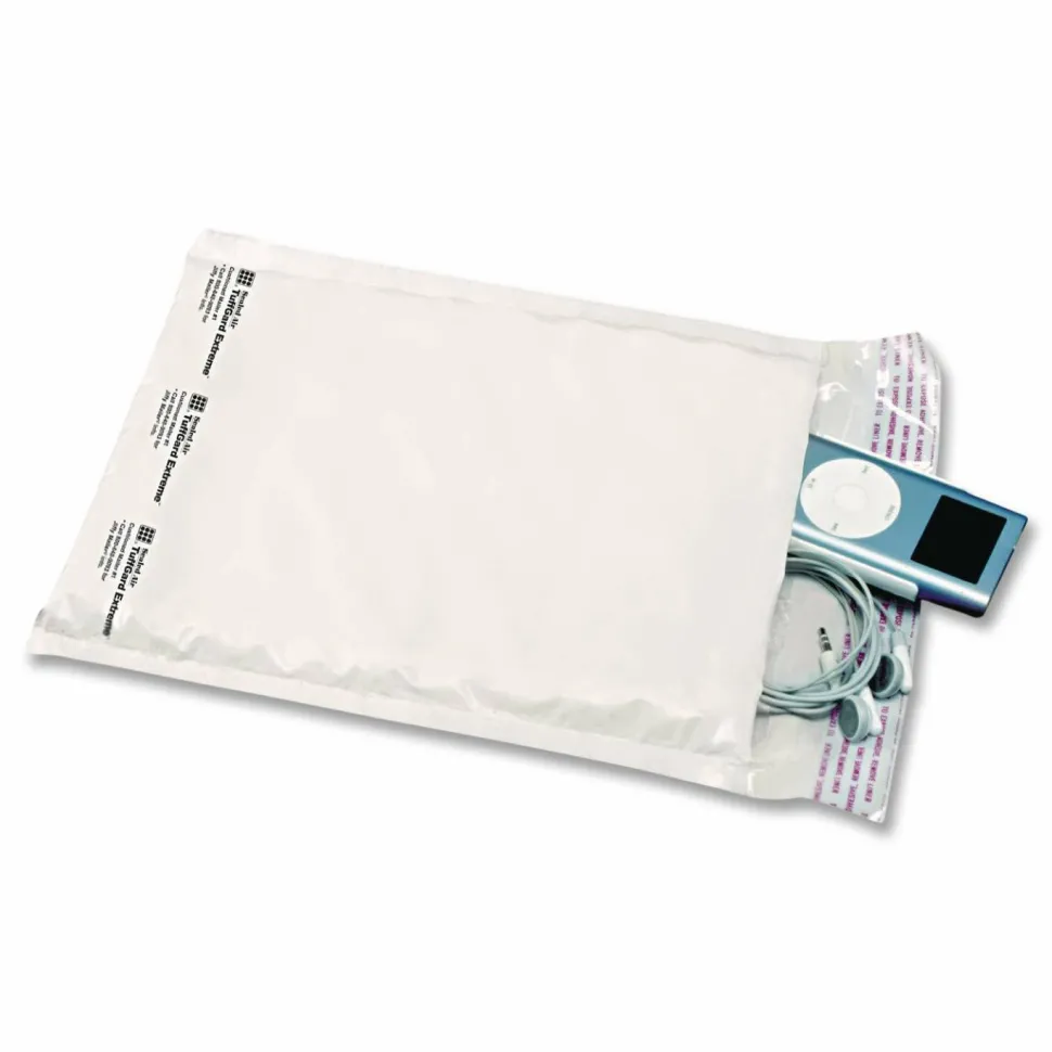 Sealed Air Jiffy TuffGard Self-Seal Cushioned Mailer,#5, Barrier Bubble Air Cell Cushion, Self-Adhesive Closure, 10.5 x 16, White, 25/CT