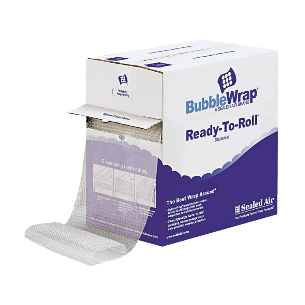 Sealed Air Ready-To-Roll Bubble Packing Material, 12" x 65'