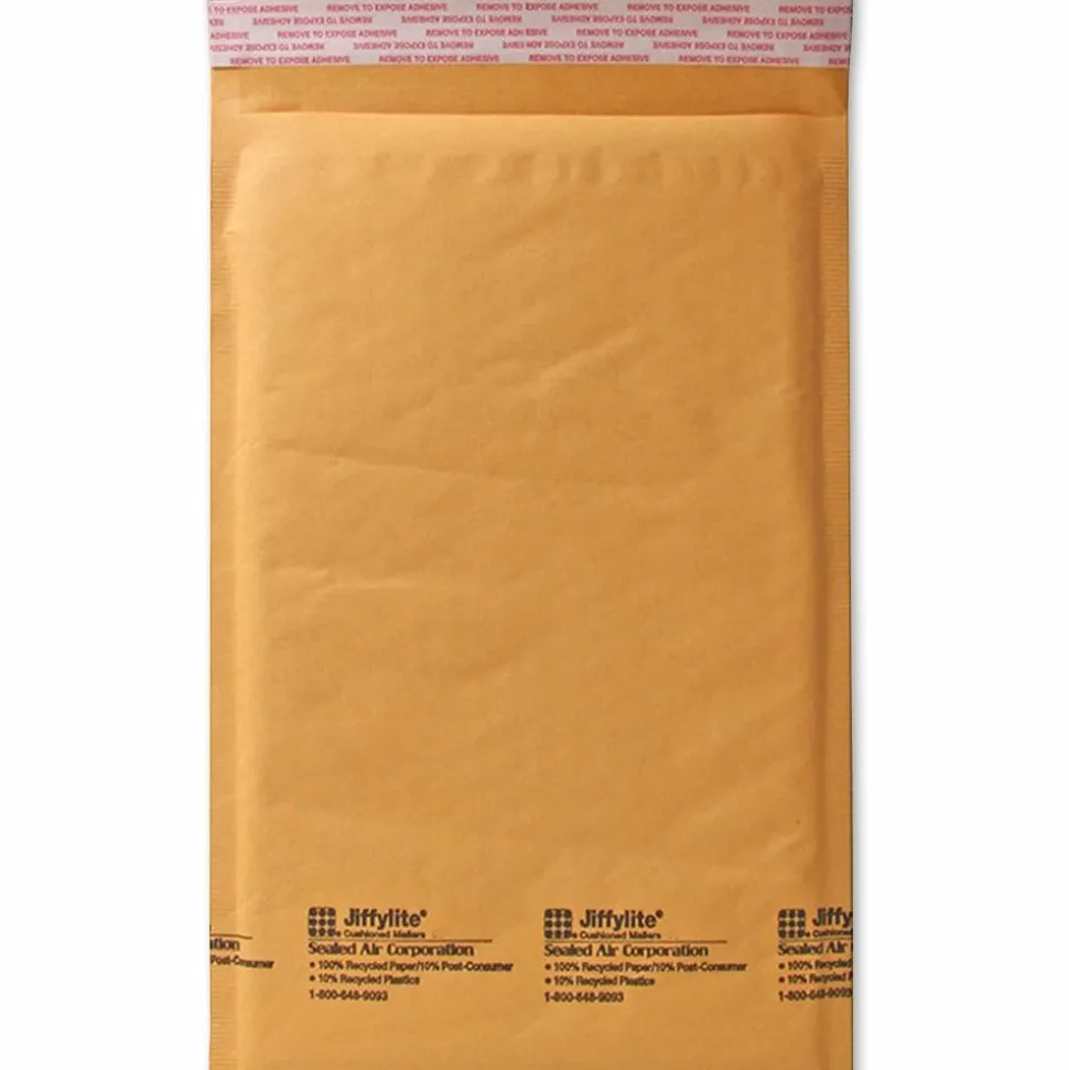 Sealed Air Self-Seal Bubble Mailers, 6" x 10", Kraft, Pack Of 25