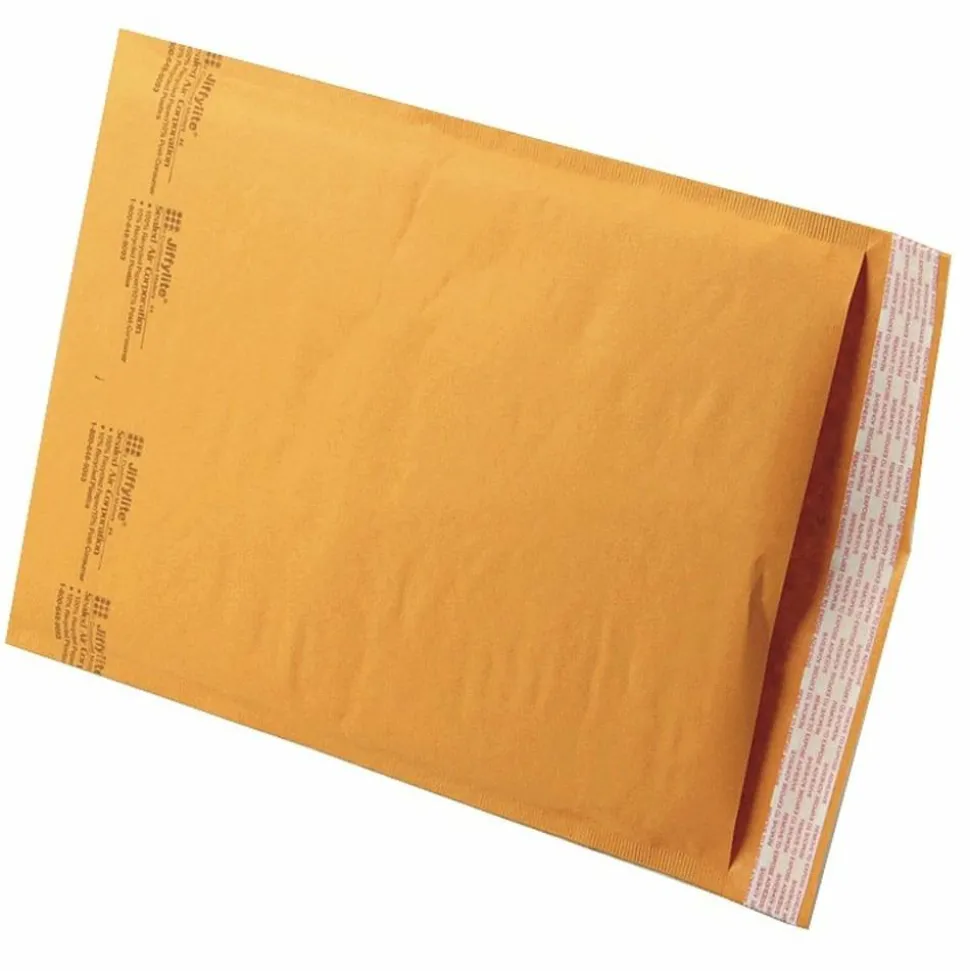Sealed Air Self-Seal Bubble Mailers, 9 1/2" x 14 1/2", Kraft, Case Of 100