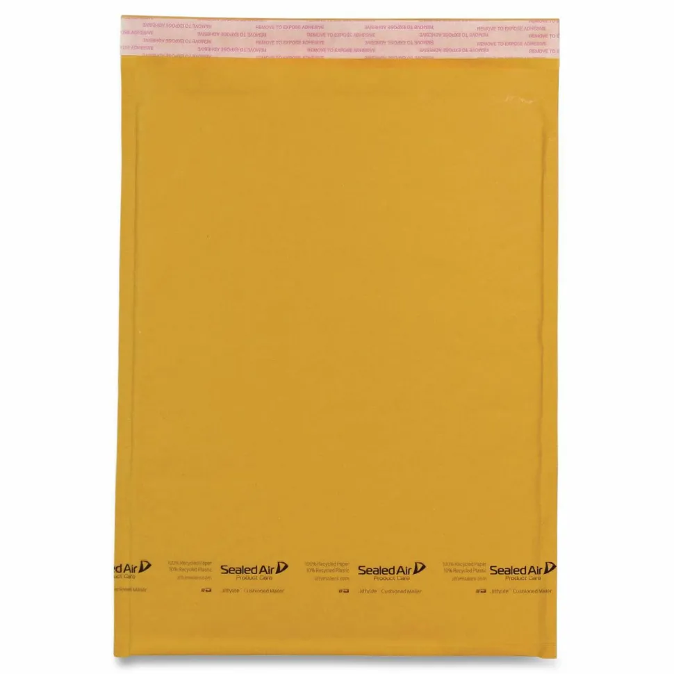 Sealed Air Self-Seal Bubble Mailers, 7 1/4" x 12", Kraft, Case Of 100