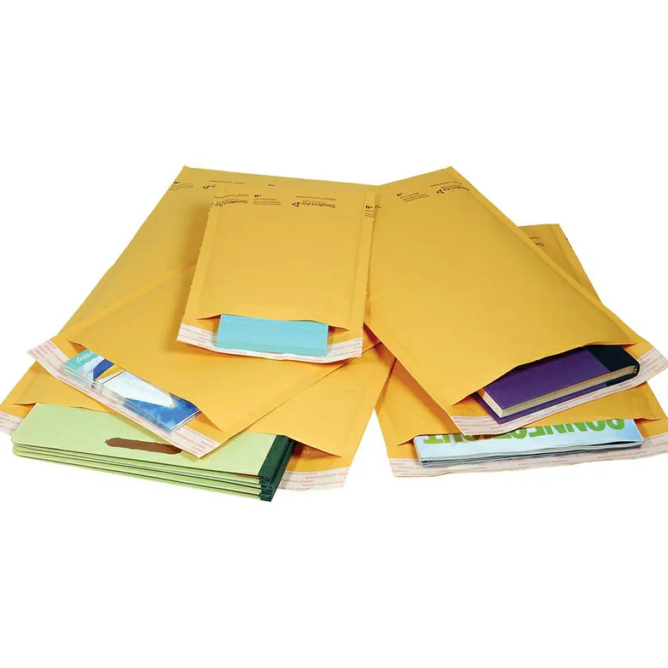 Sealed Air Self-Seal Bubble Mailers, 8 1/2" x 12", Kraft, Case Of 100