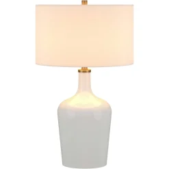 Sebago 25" Tall Table Lamp with Fabric Shade in White/White
