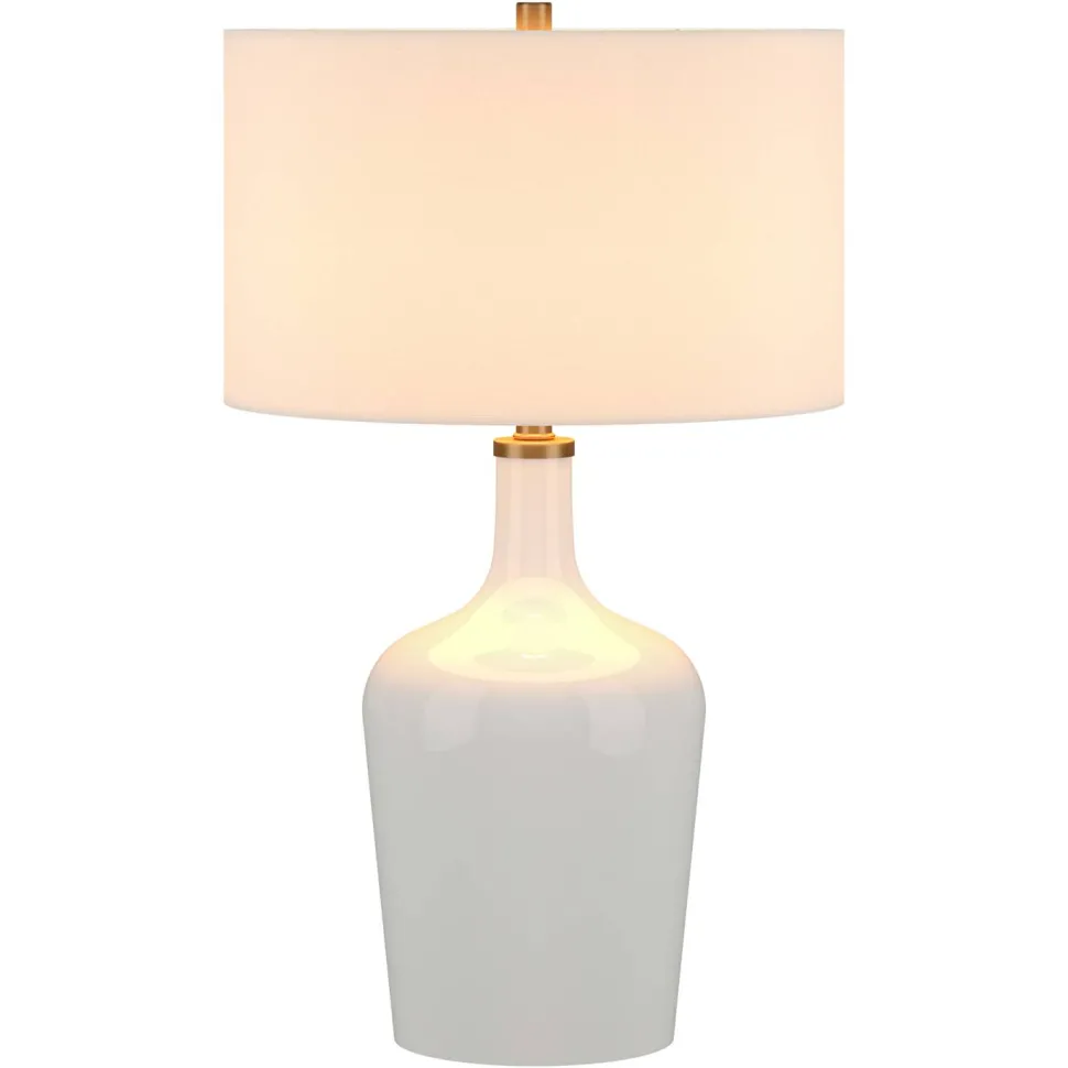 Sebago 25" Tall Table Lamp with Fabric Shade in White/White