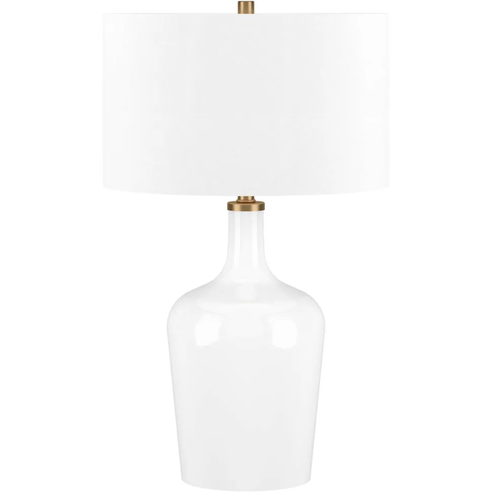 Sebago 25" Tall Table Lamp with Fabric Shade in White/White