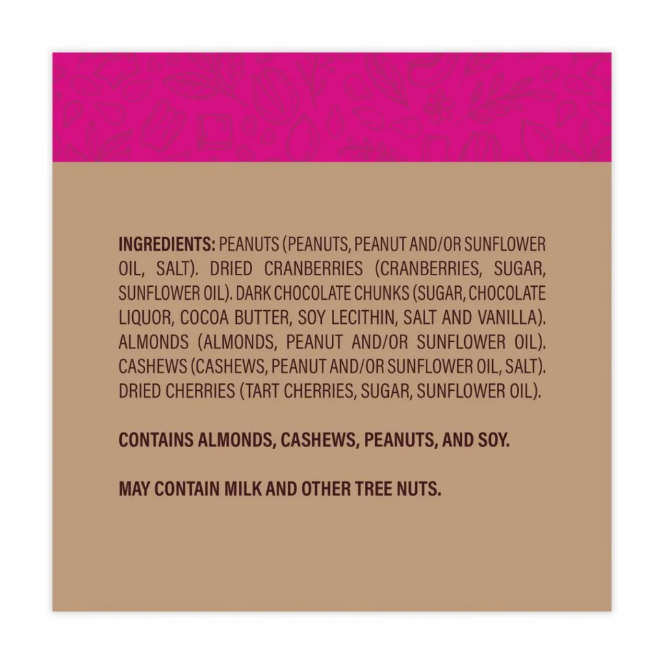 Second Nature Wholesome Medley Trail Mix, 1.5 oz Bag, 16 Bags/Carton