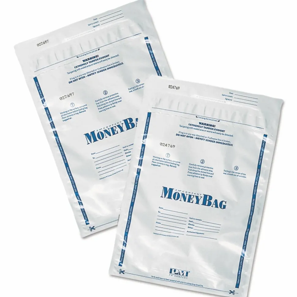 SecurIT Tamper Evident Deposit Bag, Plastic, 9" x 12", White, 100/Pack