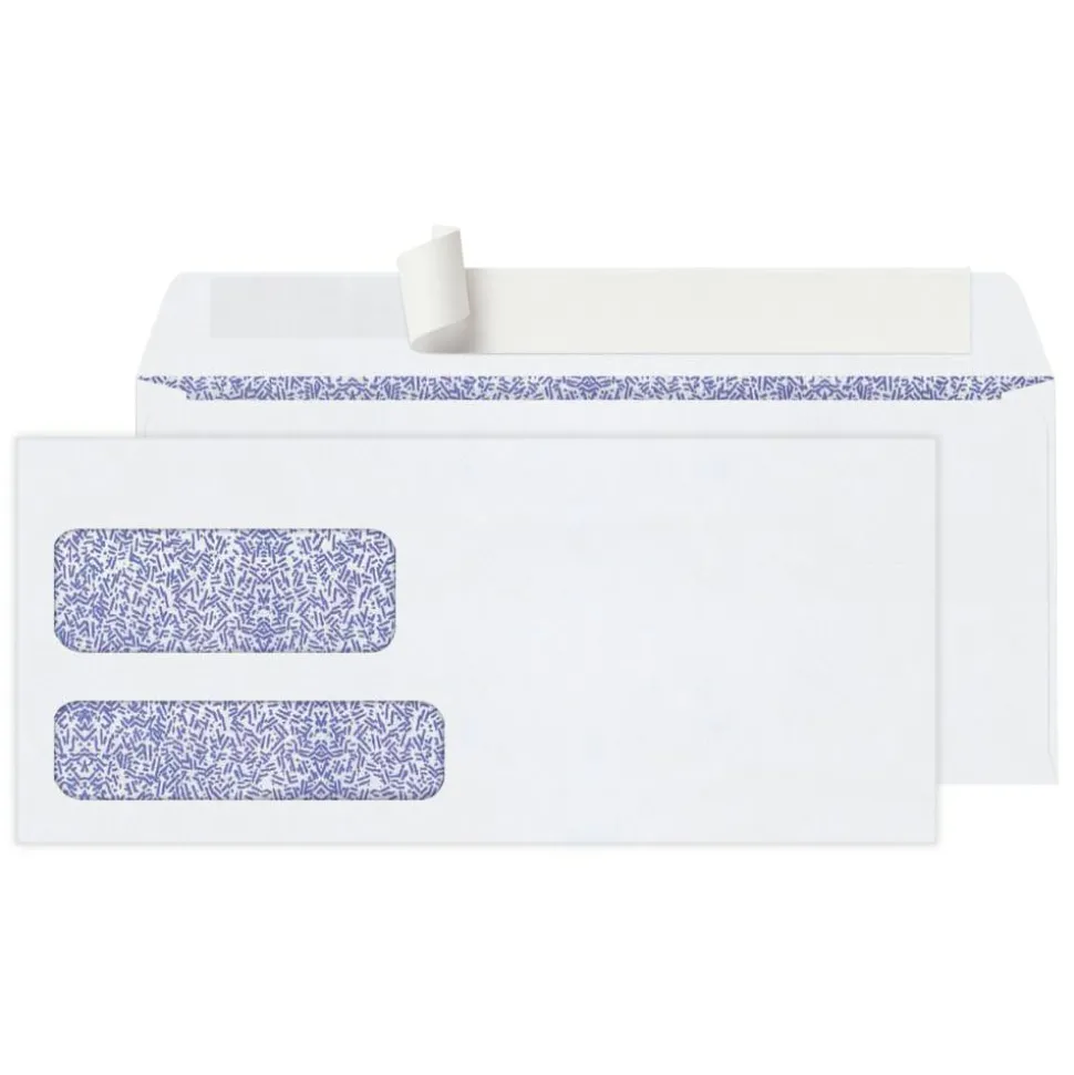 #10 Security Envelopes, Double Window, 4-1/8" x 9-1/2", Clean Seal, White, Box Of 250