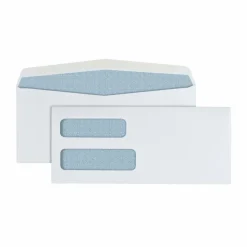 #10 Security Envelopes, Double Window, 4-1/8" x 9-1/2", Gummed Seal, White, Box Of 500