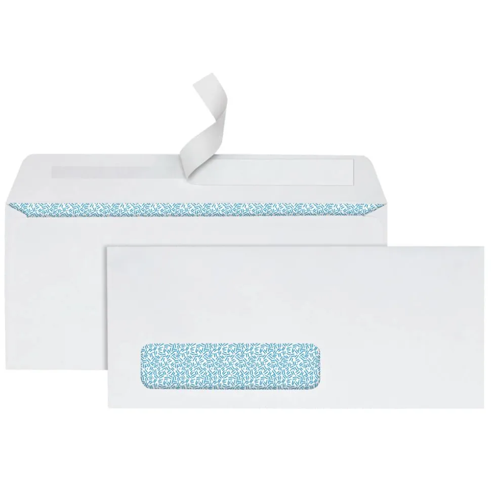 #10 Security Envelopes, Left Window, 4-1/8" x 9-1/2", Clean Seal, White, Box Of 250