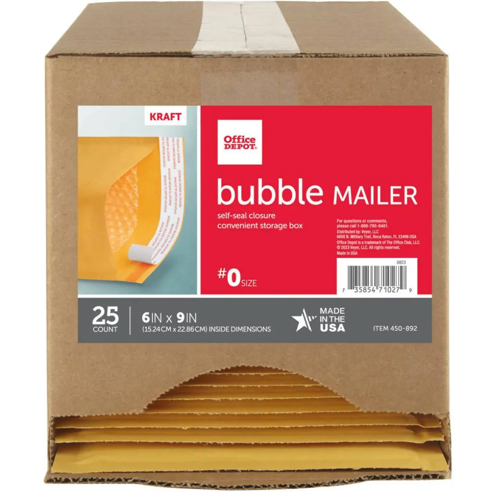 Self-Sealing Bubble Mailers, Size 2, 8 1/2" x 11", Pack Of 12