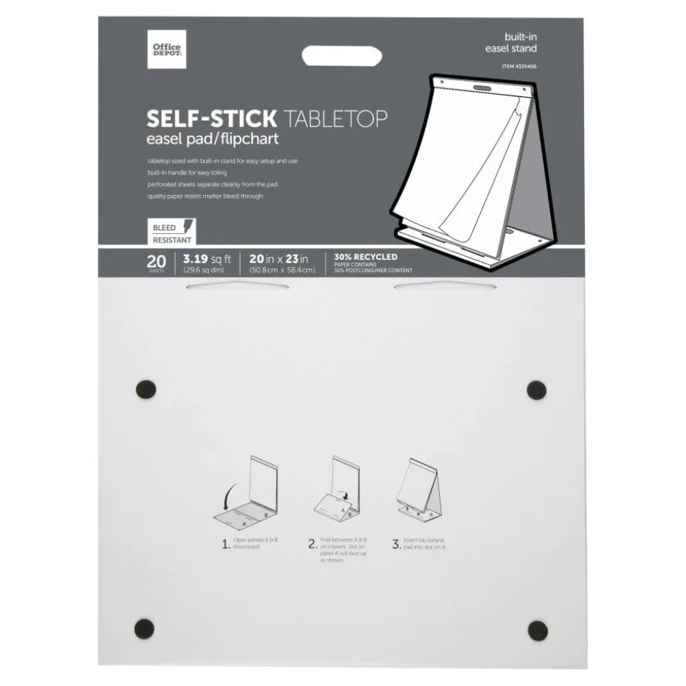 Self-Stick Tabletop Easel Pad, 20" x 23", 20 Sheets, 30% Recycled, White