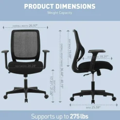 Sensi Mesh/Fabric Low-Back Task Office Chair, Black, BIFMA Compliant