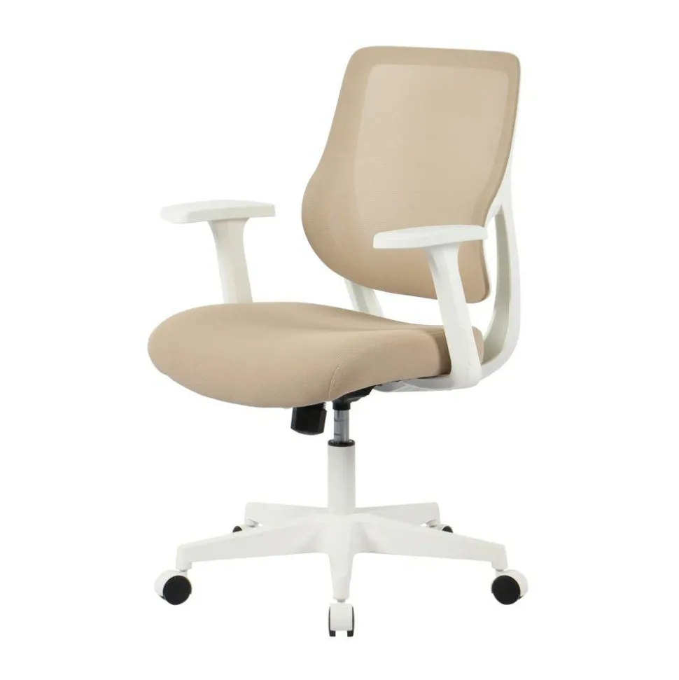 Sensi Mesh/Fabric Low-Back Task Chair, Oatmeal/White, BIFMA Compliant