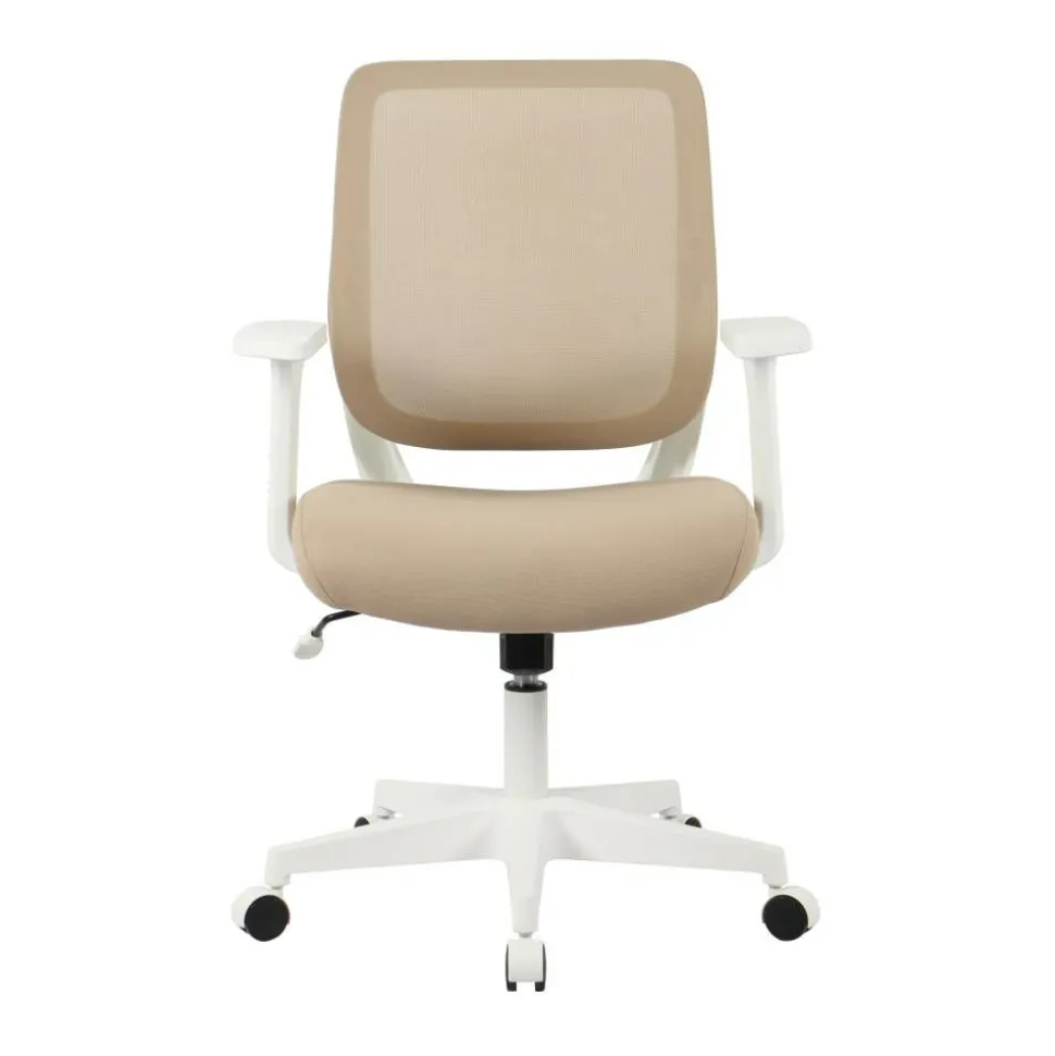 Sensi Mesh/Fabric Low-Back Task Chair, Oatmeal/White, BIFMA Compliant