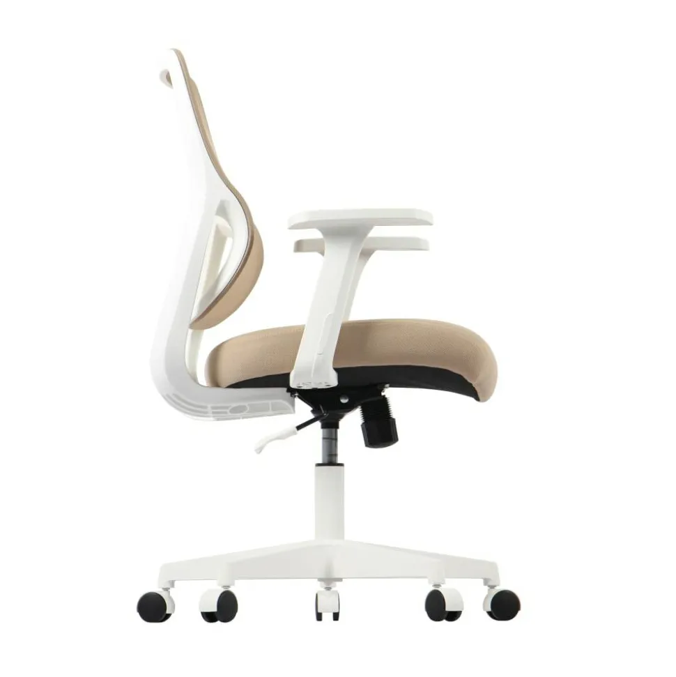 Sensi Mesh/Fabric Low-Back Task Chair, Oatmeal/White, BIFMA Compliant