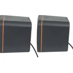2600 Series Speaker System, Small Size, Big Sound, Two Speakers, Stereo, USB power, Output: 2x 3W, 3.5mm plug for sound, In-Line volume control, Cable 0.9m, Black, Three Year Warranty