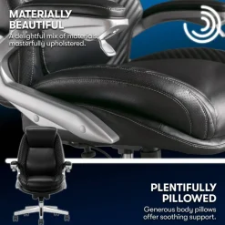 Serta iComfort i6000 Ergonomic Bonded Leather High-Back Executive Office Chair, Black/Silver