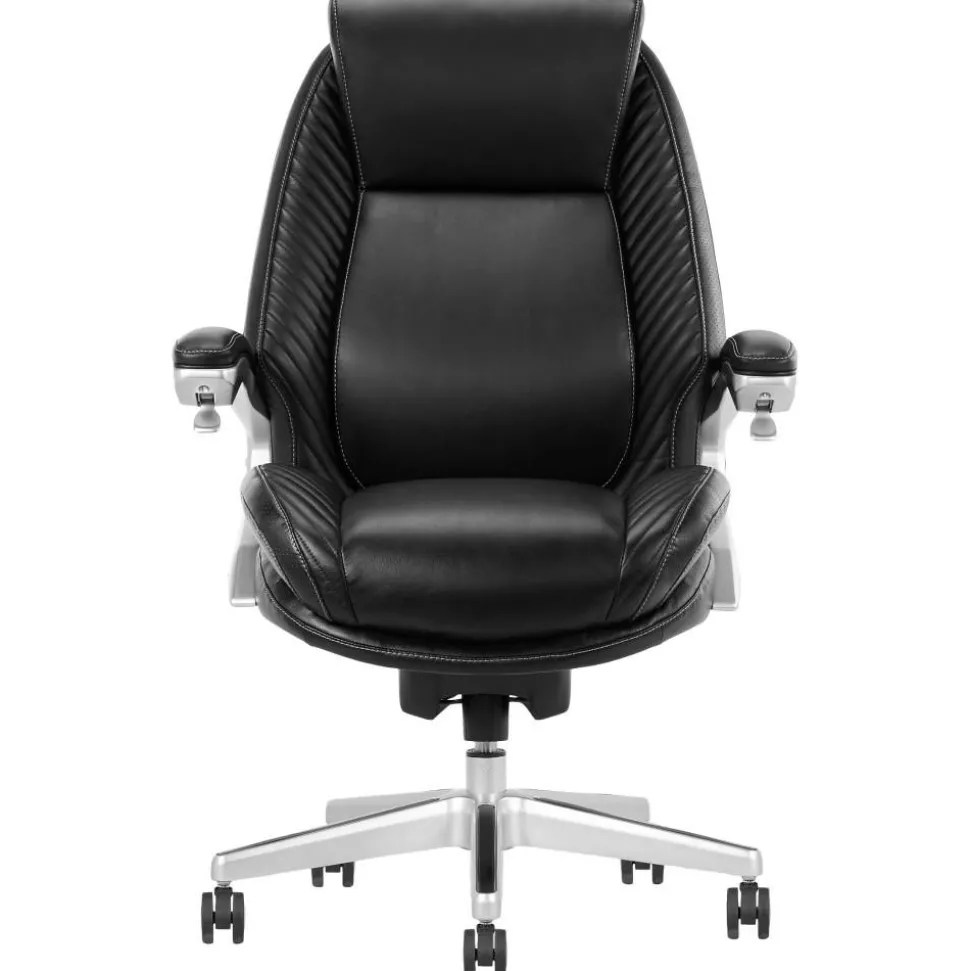 Serta iComfort i6000 Ergonomic Bonded Leather High-Back Executive Office Chair, Black/Silver
