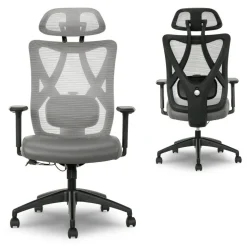 Serta SitTrue Ridgefield Ergonomic Mesh/Vegan Leather High-Back Task Office Chair, Gray/Black