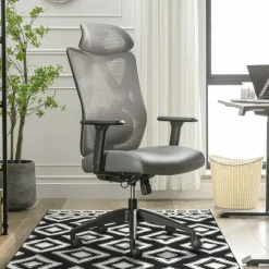 Serta SitTrue Ridgefield Ergonomic Mesh/Vegan Leather High-Back Task Office Chair, Gray/Black