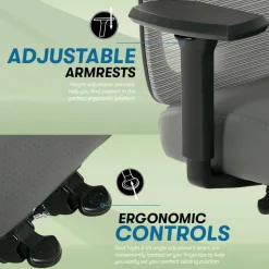 Serta SitTrue Ridgefield Ergonomic Mesh/Vegan Leather High-Back Task Office Chair, Gray/Black