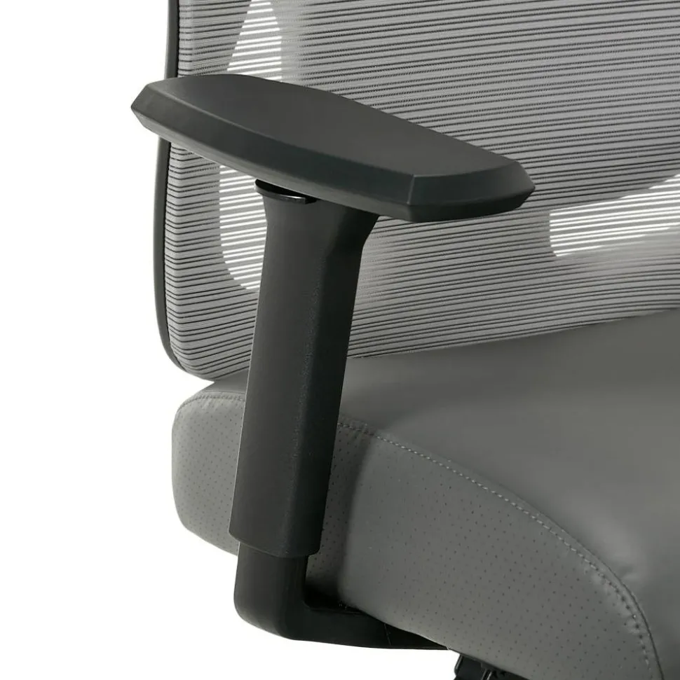 Serta SitTrue Ridgefield Ergonomic Mesh/Vegan Leather High-Back Task Office Chair, Gray/Black