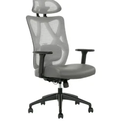 Serta SitTrue Ridgefield Ergonomic Mesh/Vegan Leather High-Back Task Office Chair, Gray/Black
