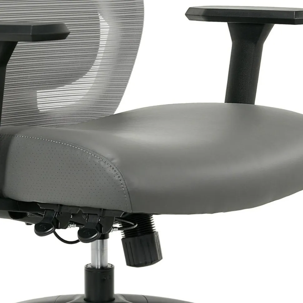 Serta SitTrue Ridgefield Ergonomic Mesh/Vegan Leather High-Back Task Office Chair, Gray/Black