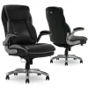 Serta Smart Layers Brinkley Ergonomic Bonded Leather High-Back Executive Office Chair, Black/Silver