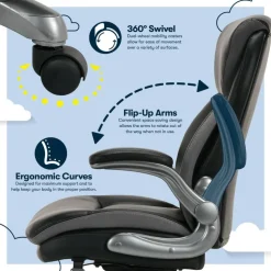 Serta Smart Layers Brinkley Ergonomic Bonded Leather High-Back Executive Office Chair, Black/Silver