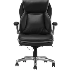 Serta Smart Layers Brinkley Ergonomic Bonded Leather High-Back Executive Office Chair, Black/Silver