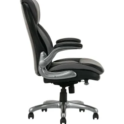 Serta Smart Layers Brinkley Ergonomic Bonded Leather High-Back Executive Office Chair, Black/Silver