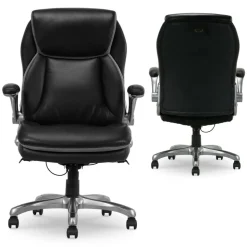 Serta Smart Layers Brinkley Ergonomic Bonded Leather High-Back Executive Office Chair, Black/Silver