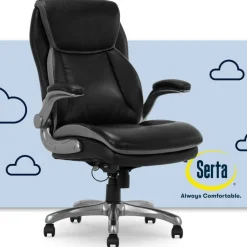 Serta Smart Layers Brinkley Ergonomic Bonded Leather High-Back Executive Office Chair, Black/Silver