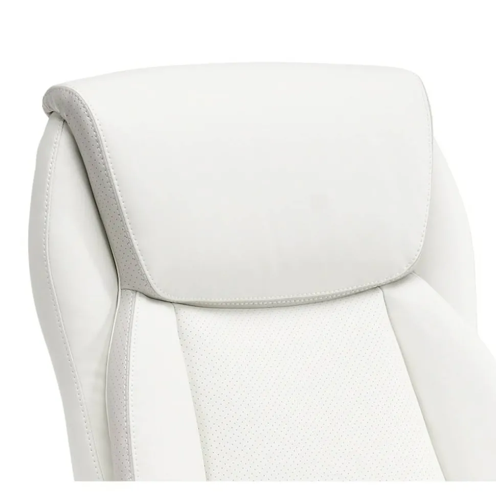 Serta Smart Layers Brinkley Ergonomic Bonded Leather High-Back Executive Office Chair, White/Silver