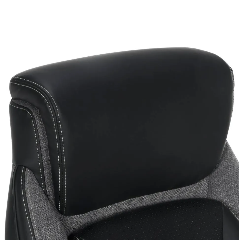 Serta SmartLayers Everett Big & Tall Ergonomic Vegan Leather High-Back Executive Office Chair, Black/Dark Gray, BIFMA Compliant